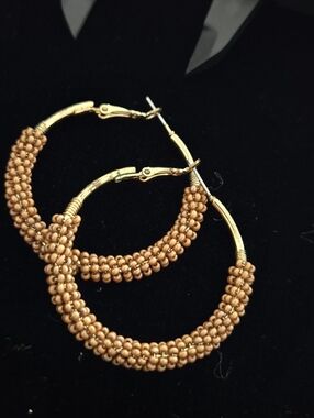 Gold-Tone Seed BeadHoop Earrings - Women Jewelry